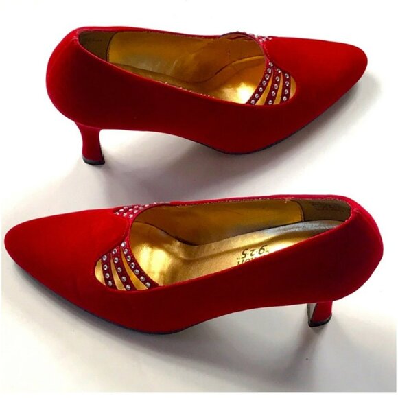 Vintage The PM Collection by 9.2.5 Velvet Heels Size 7.5 - Picture 1 of 10